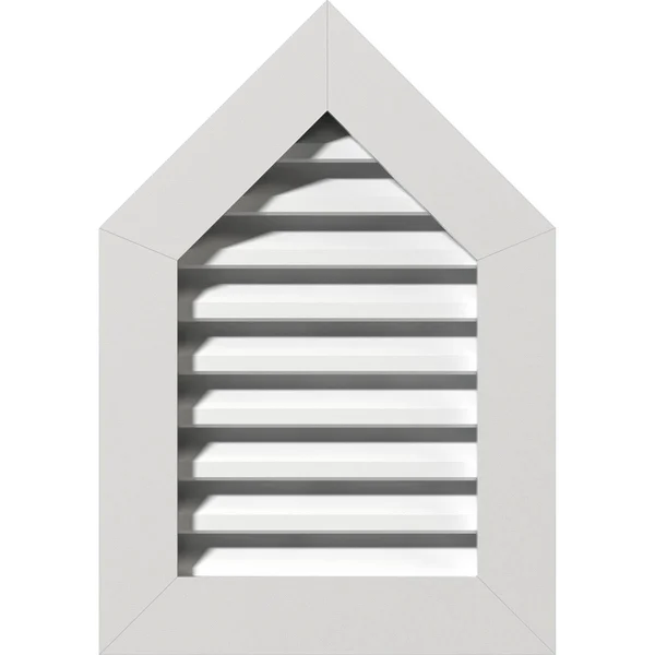 28 inchw x 30 inchh Peaked Top Gable Vent (33 inchw x 35 3/4 inchh Frame Size) 14/12 Pitch: Functional, PVC Gable Vent w/ 1 inch