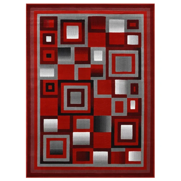 Red Gray and Black Abstract Geometric Area Rug 1.97 by 7.2 Feet