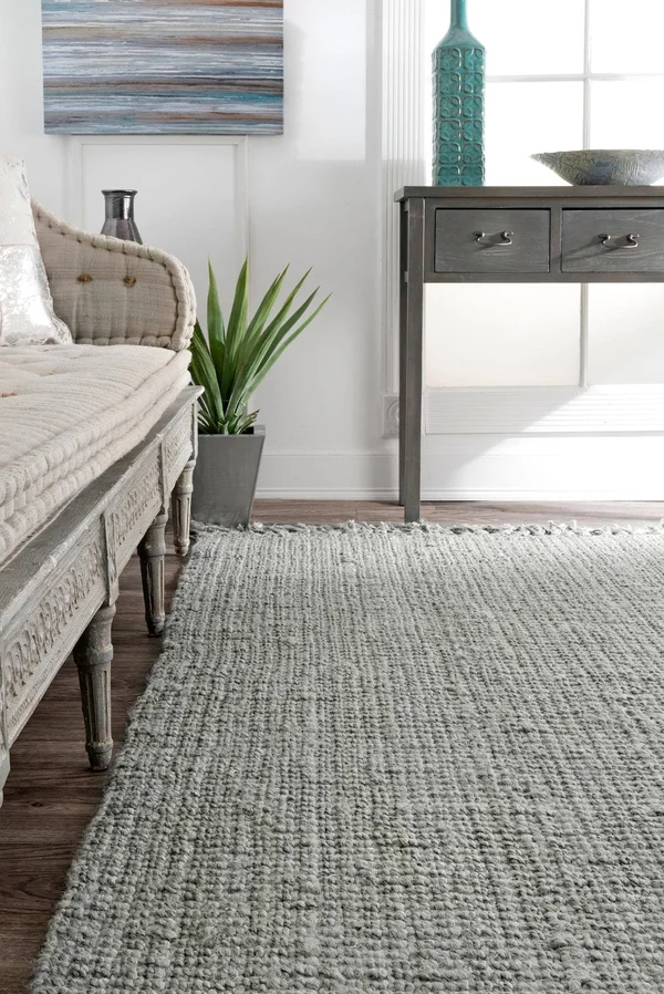nuLOOM Hand Woven Chunky Loop Jute Rug Grey