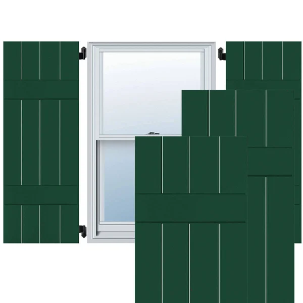 Noralco Industries, Inc. RWB15X034CGP 15x22W x 34x22H Exterior Four Board (2 Batten) Real Wood Pine Board-n-Batten Shutters (Per