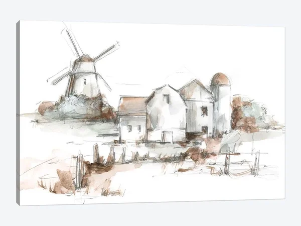 Ethan Harper Canvas Art Prints - Old Mill Farm II ( scenic & landscapes > Country > Farms art)