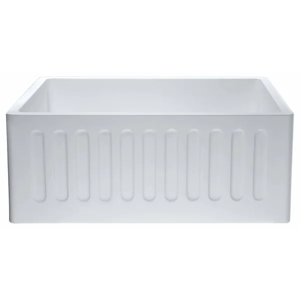 Anzzi K-AZ221-1A Roine Farmhouse Reversible Apron Front Man Made Stone 24 in. Single Basin Kitchen Sink in White
