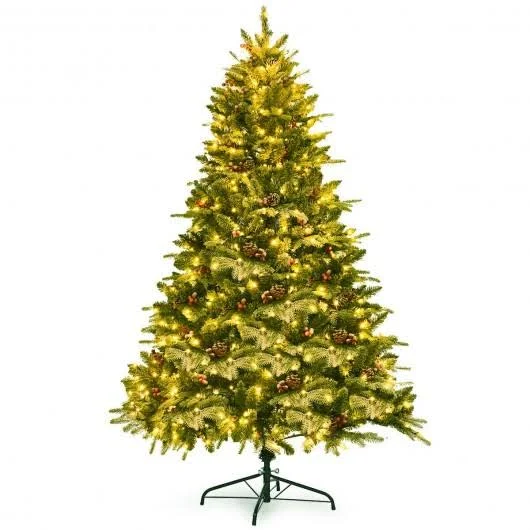 6.5ft Pre-Lit Snow Flocked Hinged Artificial Christmas Tree, Costway