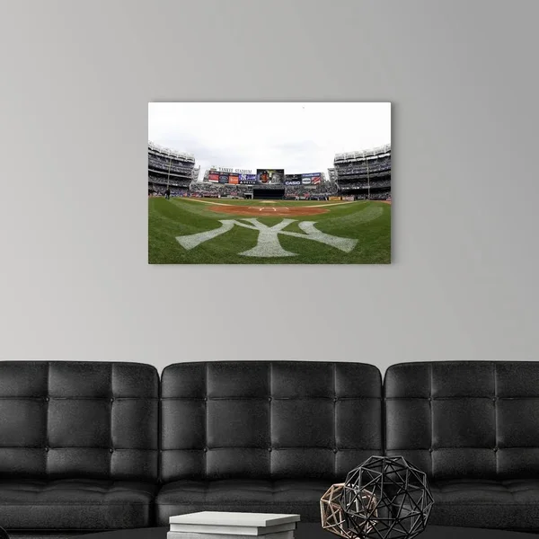 View from Field Level Prior During A Game at Yankee Stadium in New York City, Large Solid-Faced Canvas Wall Art Print, Great B