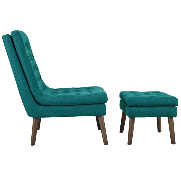 Modway Modify Upholstered Lounge Chair and Ottoman - Teal