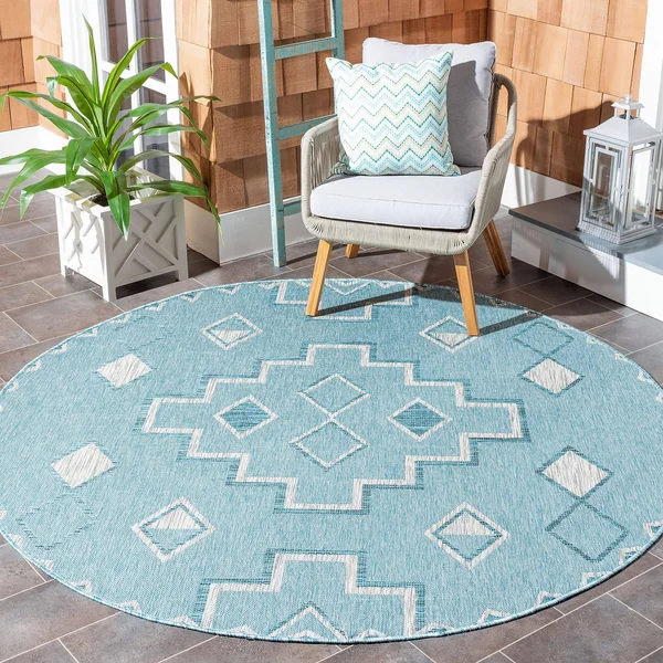 Safavieh 6&-7x22 x 6&-7x22 Round Courtyard CY8533-37121 Aqua, Grey Rug