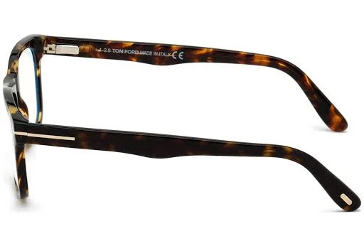 Tom Ford FT5662 B Eyeglasses 056 Shiny Vintage Havana/ Blue Block Lenses