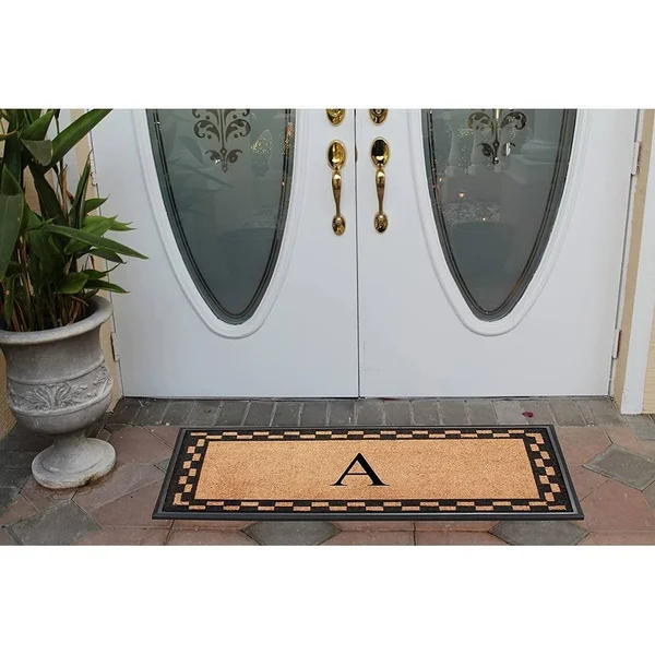 A1hc Rubber and Coir Heavy Duty Non-Slip Durable Monogrammed Q Doormat 24 inchx48 inch - Black/Beige, Size: 24 inch x 48 inch