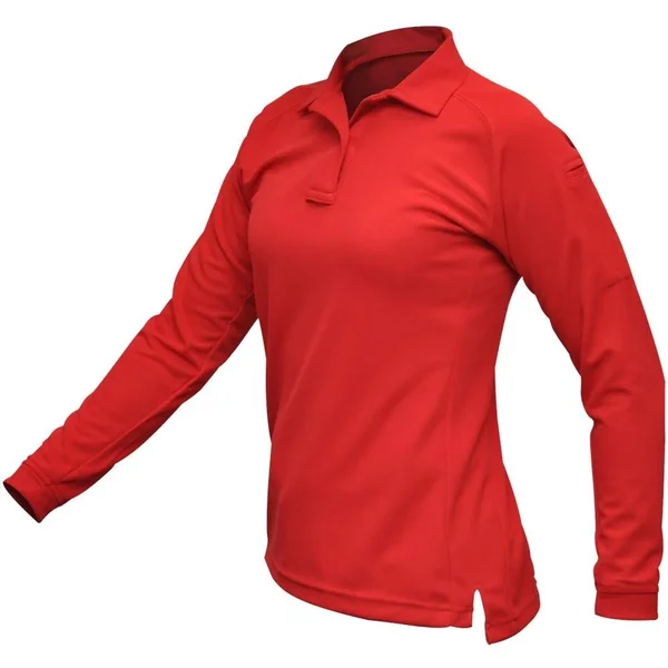 Vertx Coldblack Women's Long Sleeve Polo, Red, Small