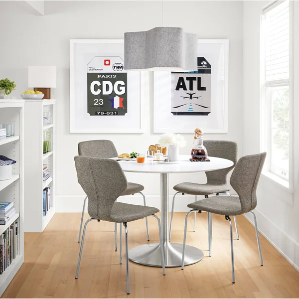 Room & Board - Modern Aria 27 Diameter Round Table, Maple Top w/ Stainless Steel Frame Base