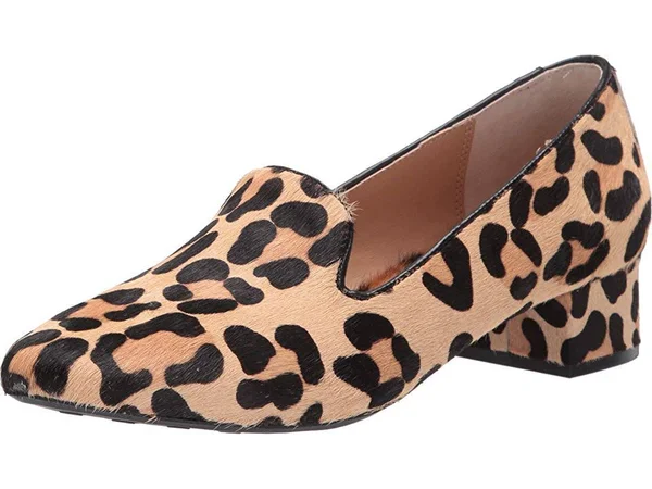 Me Too Gwen Block Heel Loafer Black/Tan Jaguar Haircalf : 6