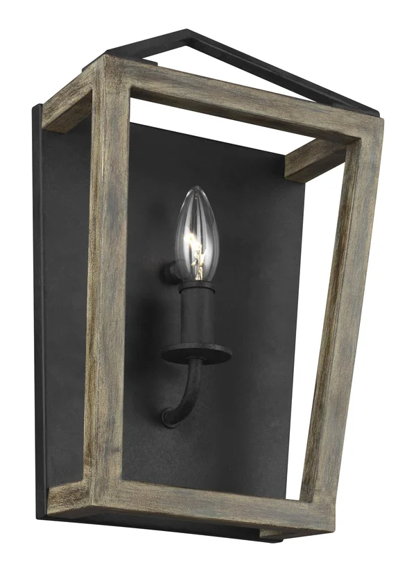 Feiss WB1877WOW-AF Gannet Light Wall Sconce Weathered Oak Wood - Antique Forged Iron