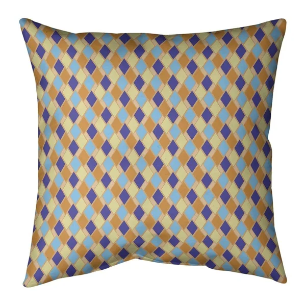Retro Diamonds Throw Pillow - 16 x 16 - Yellow & Blue - Cotton