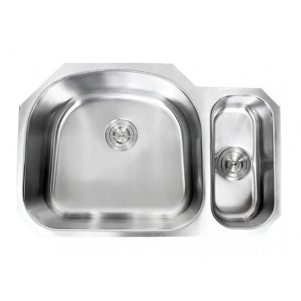 Contempo Living Inc Ariel Sharp Satin 32-Inch Premium 16-Gauge Stainless Steel Undermount 80/20 Offset D-Bowl Kitchen Sink Sharp