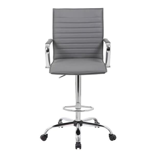 Boss Vinyl Ribbed Drafting Stool - Gray