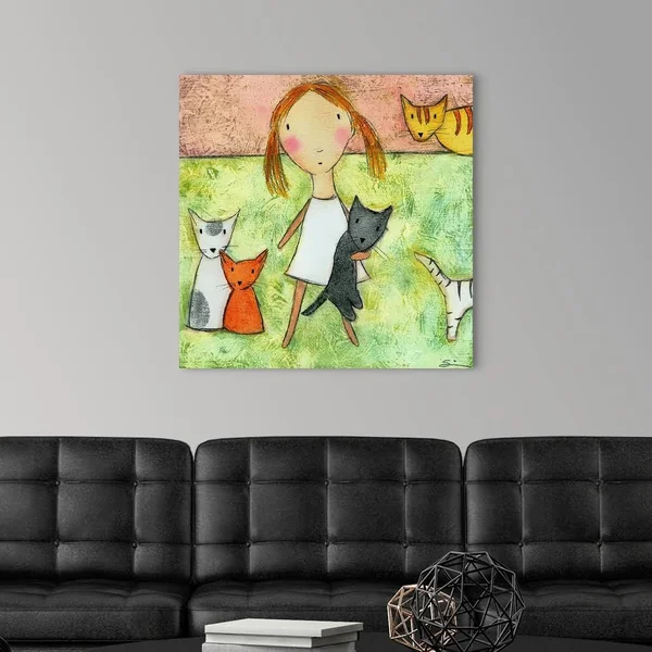 Girl with Cats - Canvas Wall Art, 30x30, Great Big Canvas