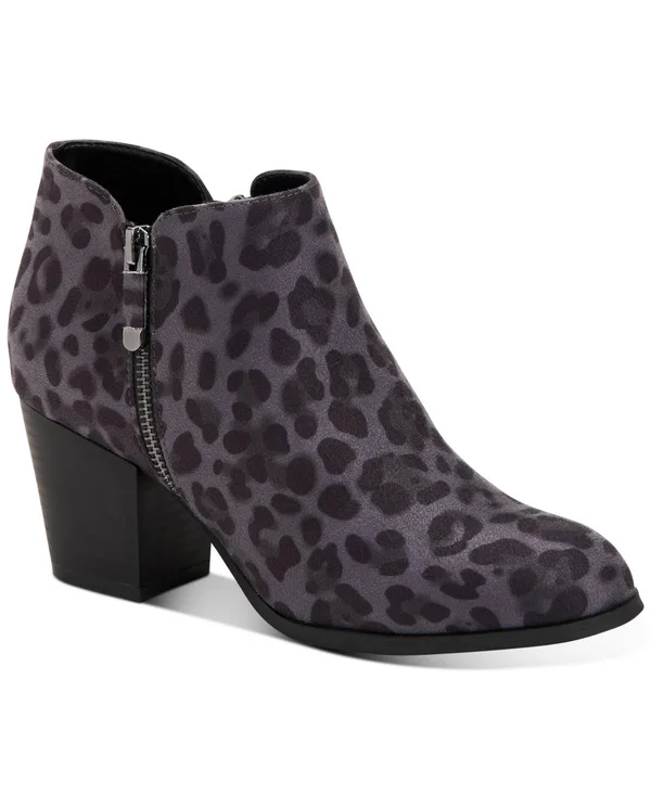 Style & Co Masrinaa Ankle Booties - Created for Macy&s - Grey Leopard - Size 8.5M