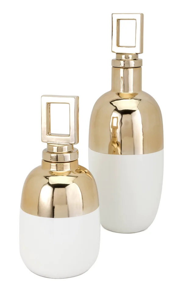 Imax Alula Large Vase with Stopper - White