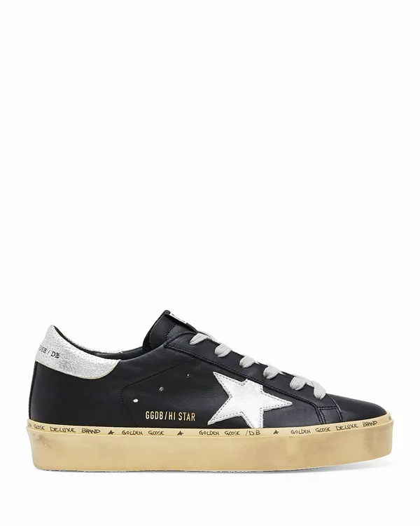 Golden Goose Hi Star Leather Low-top Sneakers, Black, Women's, 42