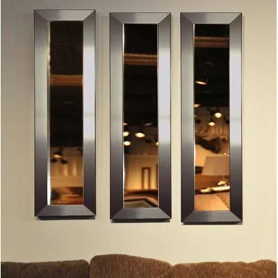 Wrought Studio 3 Piece Wanneroo Petite Panels Modern and Contemporary Mirror Set - Silver