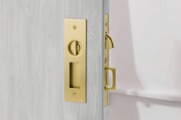 Emtek 2155 Narrow Modern Rectangular 7-1/4x22 Tall Privacy Pocket Door Lock Oil Rubbed Bronze Sliding Door Hardware Pocket Door