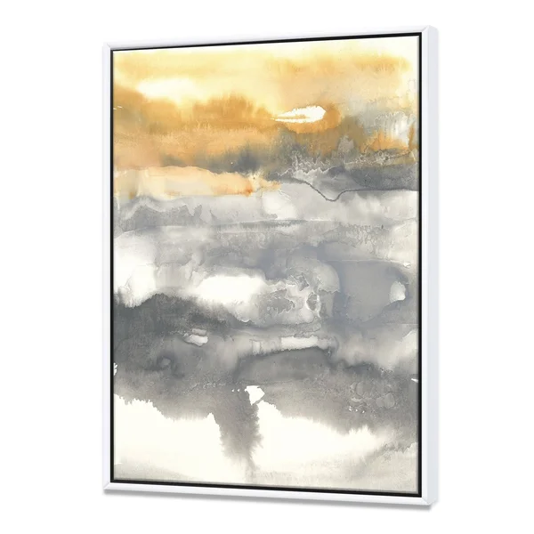 Designart &Gold Glamour Direction II& Modern & Contemporary Framed Canvas - Grey - 30 in. Wide x 40 in. High - White