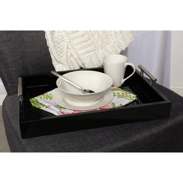 Kate and Laurel Lipton 16.5x22 Rectangular Handled Tray in Brown