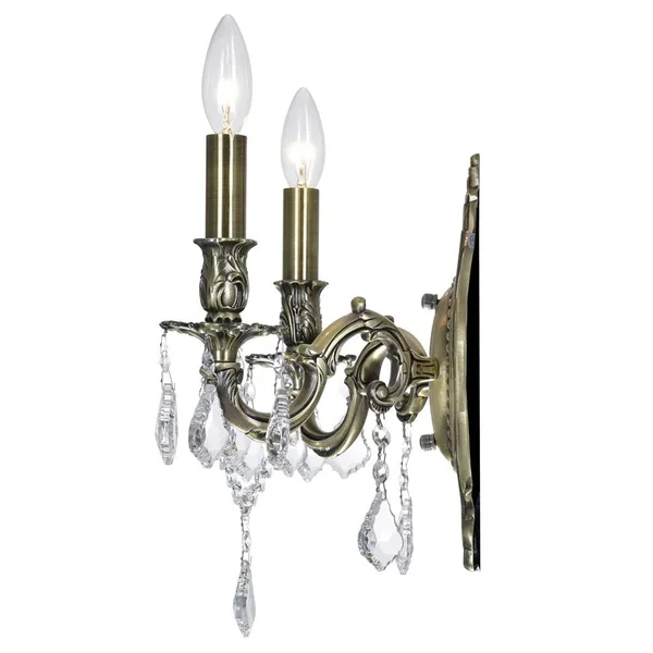 CWI Lighting 2 Light Wall Sconce with Antique Brass Finish 2038W9AB-2