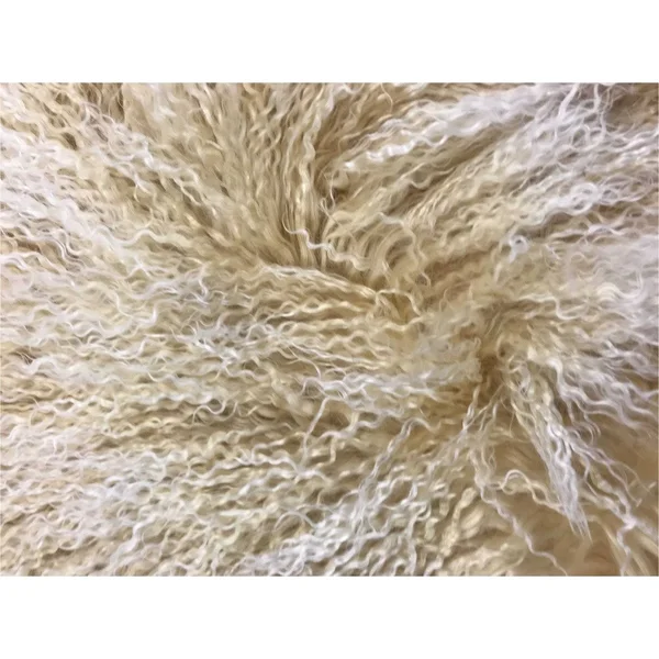 24x22 Gold Genuine Tibetan Lamb Fur Pillow with Microsuede Backing