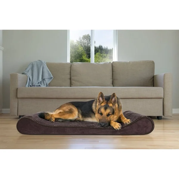 FurHaven Pet Dog Bed, Orthopedic Minky Plush & Velvet Luxe Lounger Pet Bed for Dogs & Cats (Espresso, Giant)