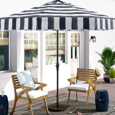 Samiyah 9& Market Umbrella Arlmont & Co. Fabric Color: Navy/White