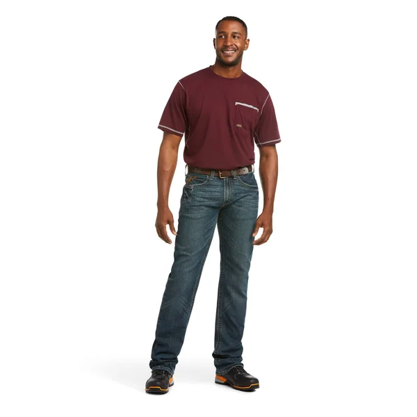 Ariat Men's Rebar M5 Slim DuraStretch Edge Stackable Straight Leg Jeans - 10016222, Ironside