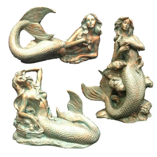 Homestyles Bronze Patina Classic Mermaid Nautical Beach Statue Assortment (3-Piece Assortment)