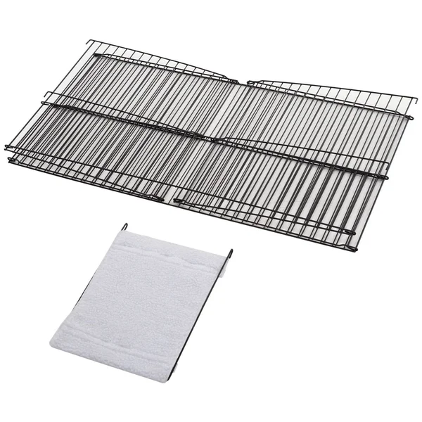 PawHut Rolling Metal Rabbit - Guinea Pig, or Small Animal Hutch Cage with Main House and Run