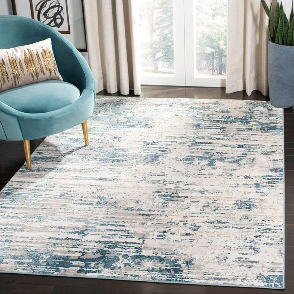 Safavieh Vogue Modern & Contemporary Abstract Cream/Teal Rug - 3& x 5&
