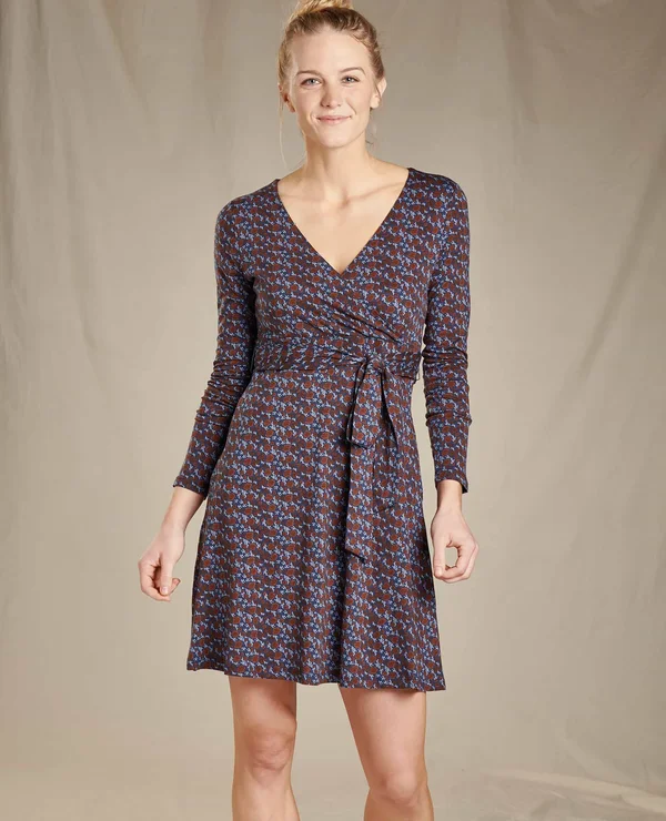 Toadu0026Co Cue Wrap Long Sleeve Women's Dress True Navy Floral : LG