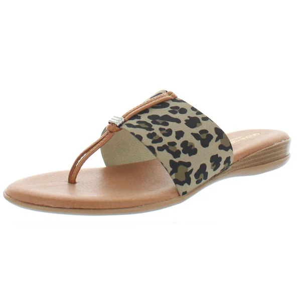 Andre Assous Womens Nice Slide Demi Wedge Thong Sandals - Leopard, 8