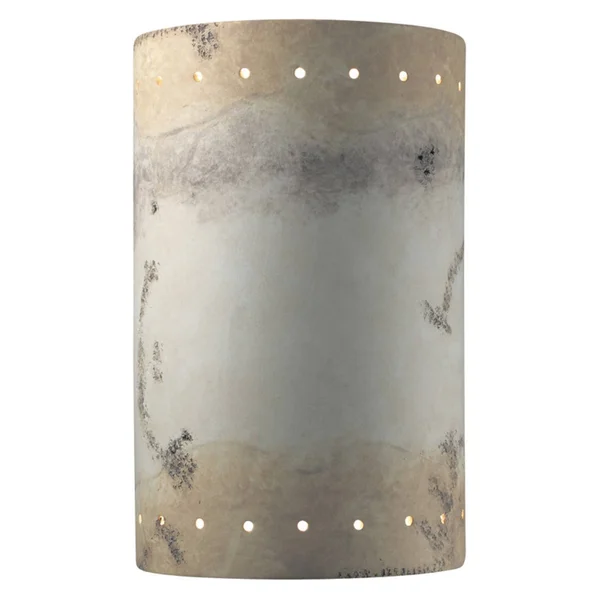 Justice Design Ambiance CER-1295W Large Cylinder with Perfs Outdoor Wall Sconce - Real Rust