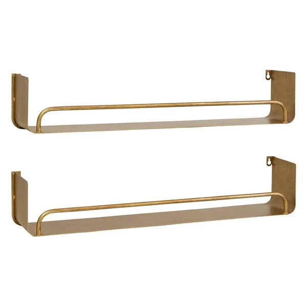 Carson Carrington Lacktorp Modern Wall Shelf (Set of 2) - 5.5x22H x 28x22W x 5.5x22D - Gold