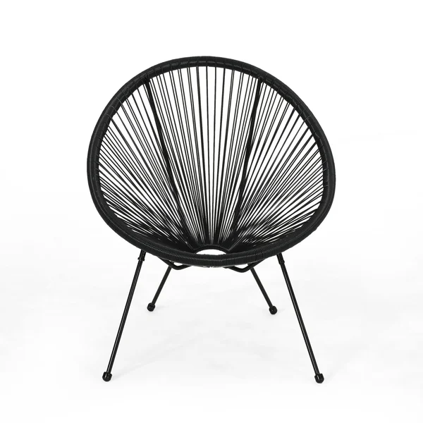 Anson Outdoor Hammock Weave Chair with Steel Frame (Set of 4) by Christopher Knight Home - Orange - Black