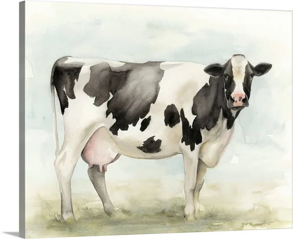Watercolor Cow I, Large Solid-Faced Canvas Wall Art Print, Great Big Canvas
