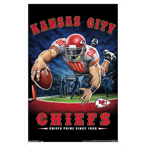 Trends International NFL Kansas City Chiefs - End Zone 17 Framed Wall Poster Prints White Framed Version 22.375x22 x 34x22