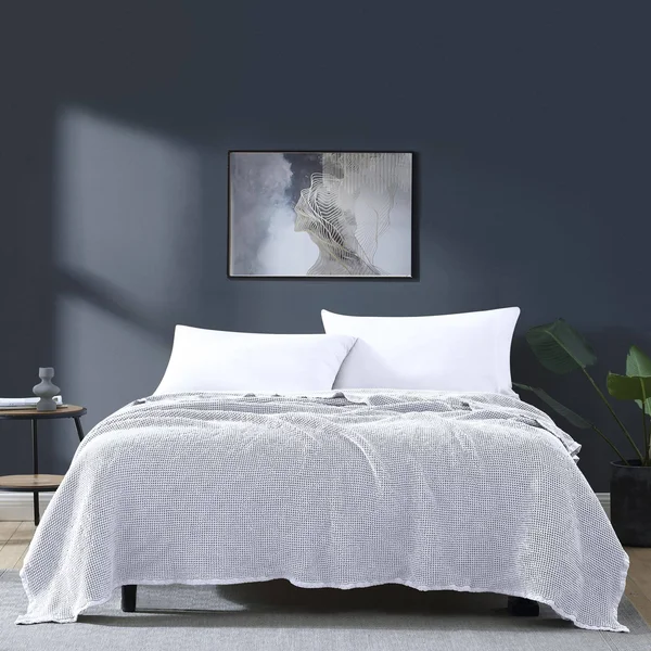 Brielle Home Darren Cotton Waffle Blanket - King/Cal King - White