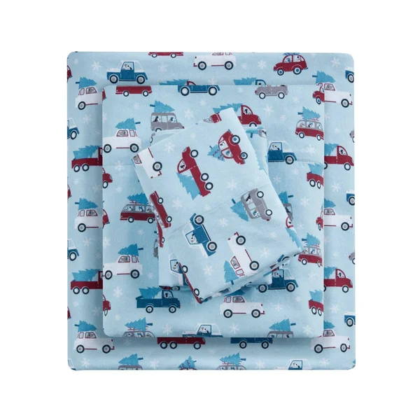 Taylor & Olive Heron Flannel Cotton Bed Sheet Set Multi Sloth Queen