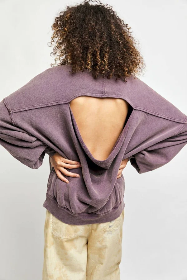 Free People Easy Does It Washed Pullover - Purple Large, Women's