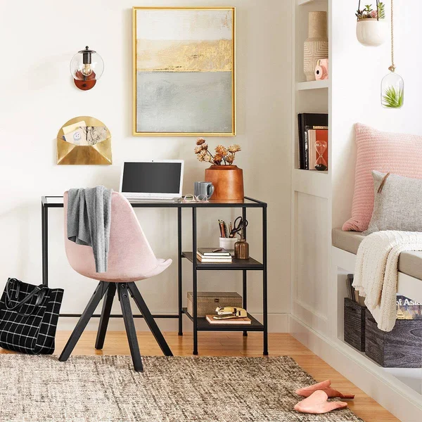 Fulham Glass Writing Desk with Storage Black - Project 62