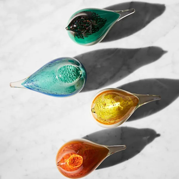 Yellow & Blue - Mediterranean Glass Bird Desktop Sculpture