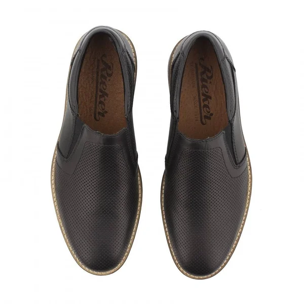 Rieker 13571-00 Black Leather 46 EU Mens Slip on Shoes