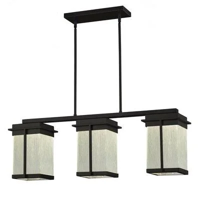 Milla 3-Light LED Outdoor Chandelier Red Barrel Studio Fixture Finish: Dark Bronze, Shade Finish: Weave