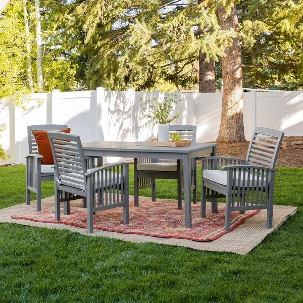 5-Piece Acacia Outdoor Dining Set (Dark Brown), Patio Furniture